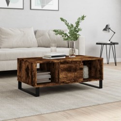 vidaXL Mesa de centro madera contrachapada roble ahumado 90x50x36,5 cm