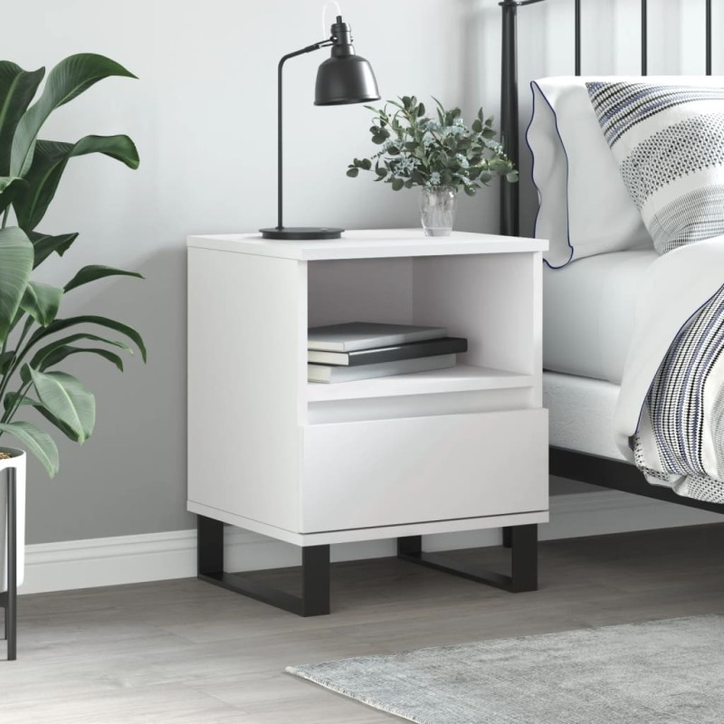 vidaXL Mesita de noche madera contrachapada blanco 40x35x50 cm vidaXL Mesita de noche madera contrachapada blanco 40x35x50 cm