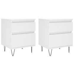 vidaXL Mesitas de noche 2 uds madera de ingeniería blanco 40x35x50 cm