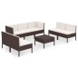 vidaXL Set muebles de jardín 8 pzas y cojines ratán sintético marrón vidaXL Set muebles de jardín 8 pzas y cojines ratán sintético marrón