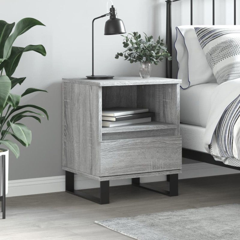 vidaXL Mesita de noche madera de ingeniería gris Sonoma 40x35x50 cm vidaXL Mesita de noche madera de ingeniería gris Sonoma 40x35x50 cm