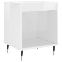 vidaXL Mesita de noche madera de ingeniería blanco brillo 40x35x50 cm