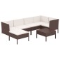 vidaXL Set muebles de jardín 7 pzas y cojines ratán sintético marrón