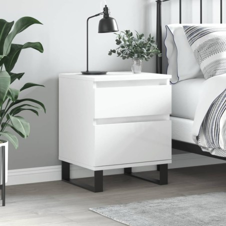 vidaXL Mesita de noche madera contrachapada blanco brillo 40x35x50 cm