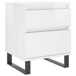 vidaXL Mesita de noche madera contrachapada blanco brillo 40x35x50 cm