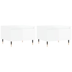 vidaXL Mesas centro 2 uds madera ingeniería blanco brillo 50x46x35 cm