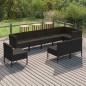 vidaXL Set de muebles de jardín 9 pzas cojines ratán sintético negro