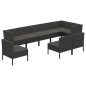 vidaXL Set de muebles de jardín 9 pzas cojines ratán sintético negro