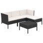 vidaXL Set de muebles de jardín 5 pzas y cojines ratán sintético negro vidaXL Set de muebles de jardín 5 pzas y cojines ratán sintético negro