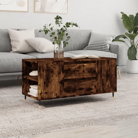 vidaXL Mesa de centro madera ingeniería roble ahumado 102x44,5x50 cm