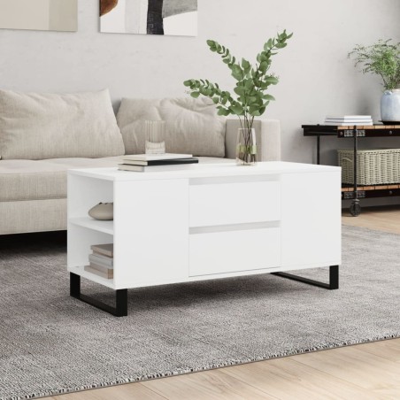 vidaXL Mesa de centro madera de ingeniería blanco 102x44,5x50 cm