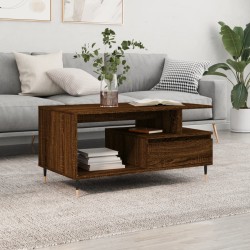 vidaXL Mesa de centro madera contrachapada roble marrón 90x49x45 cm