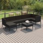 vidaXL Set de muebles de jardín 8 pzas y cojines ratán sintético negro vidaXL Set de muebles de jardín 8 pzas y cojines ratán sintético negro