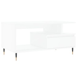 vidaXL Mesa de centro madera contrachapada blanca 90x49x45 cm