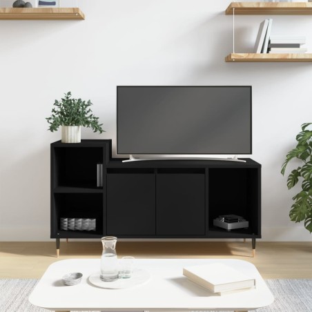 vidaXL Mueble para TV madera contrachapada negro 100x35x55 cm