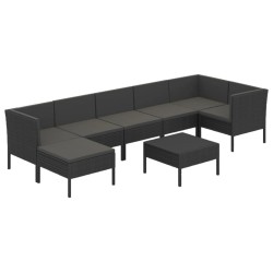 vidaXL Set de muebles de jardín 8 pzas y cojines ratán sintético negro