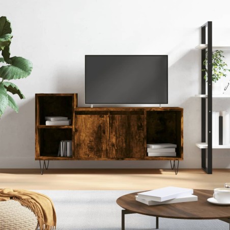 vidaXL Mueble para TV madera contrachapada roble ahumado 100x35x55 cm