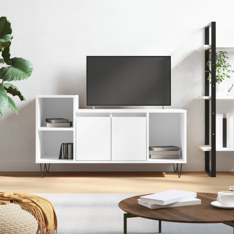 vidaXL Mueble para TV madera contrachapada blanco 100x35x55 cm