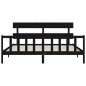 vidaXL Estructura cama de matrimonio con cabecero madera maciza negro vidaXL Estructura cama de matrimonio con cabecero madera maciza negro