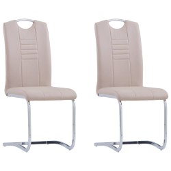 vidaXL Sillas de comedor voladizas 2 uds cuero sintético capuchino