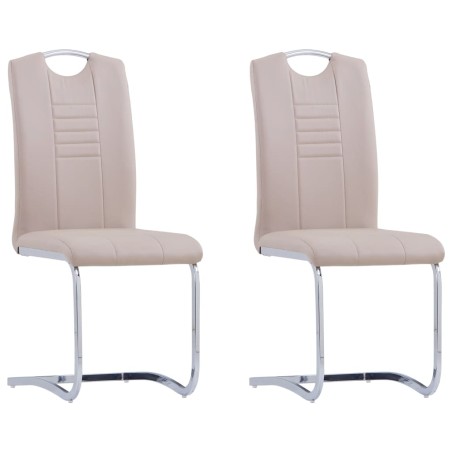 vidaXL Sillas de comedor voladizas 2 uds cuero sintético capuchino