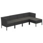 vidaXL Set de muebles de jardín 5 pzas y cojines ratán sintético negro vidaXL Set de muebles de jardín 5 pzas y cojines ratán sintético negro