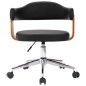 vidaXL Silla de comedor giratoria madera curvada cuero sintético negro