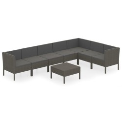 vidaXL Set de muebles de jardín 8 pzas y cojines ratán sintético gris