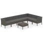 vidaXL Set de muebles de jardín 8 pzas y cojines ratán sintético gris