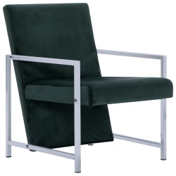 vidaXL Sillón con patas cromadas de terciopelo verde oscuro
