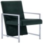 vidaXL Sillón con patas cromadas de terciopelo verde oscuro vidaXL Sillón con patas cromadas de terciopelo verde oscuro