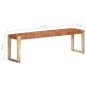vidaXL Banco de cuero auténtico marrón y madera de mango maciza 150 cm vidaXL Banco de cuero auténtico marrón y madera de mango maciza 150 cm