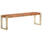 vidaXL Banco de cuero auténtico marrón y madera de mango maciza 150 cm vidaXL Banco de cuero auténtico marrón y madera de mango maciza 150 cm