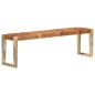 vidaXL Banco de cuero auténtico marrón y madera de mango maciza 150 cm vidaXL Banco de cuero auténtico marrón y madera de mango maciza 150 cm
