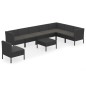 vidaXL Set de muebles de jardín 9 pzas y cojines ratán sintético negro vidaXL Set de muebles de jardín 9 pzas y cojines ratán sintético negro
