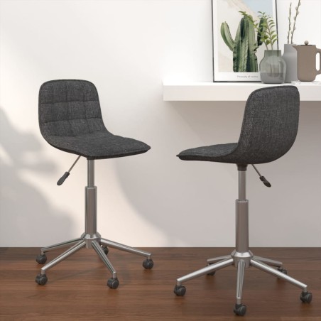 vidaXL Sillas de comedor giratorias 2 unidades tela gris oscuro