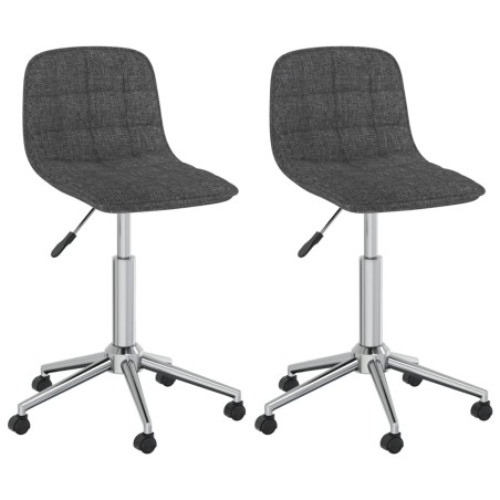 vidaXL Sillas de comedor giratorias 2 unidades tela gris oscuro