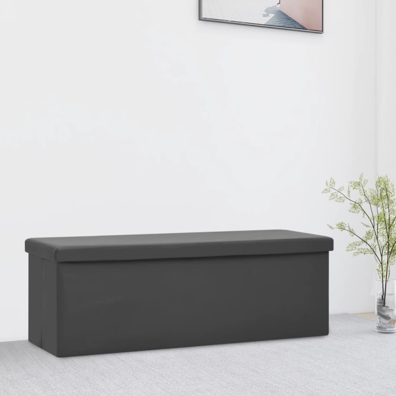 vidaXL Banco con almacenaje plegable gris PVC vidaXL Banco con almacenaje plegable gris PVC