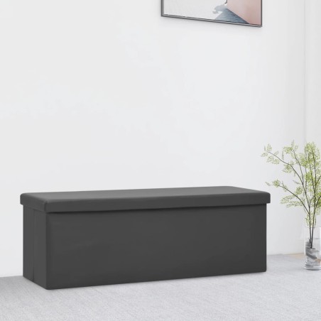 vidaXL Banco con almacenaje plegable gris PVC