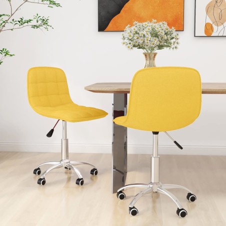 vidaXL Sillas de comedor giratorias 2 unidades tela amarillo mostaza