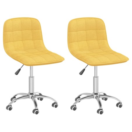 vidaXL Sillas de comedor giratorias 2 unidades tela amarillo mostaza