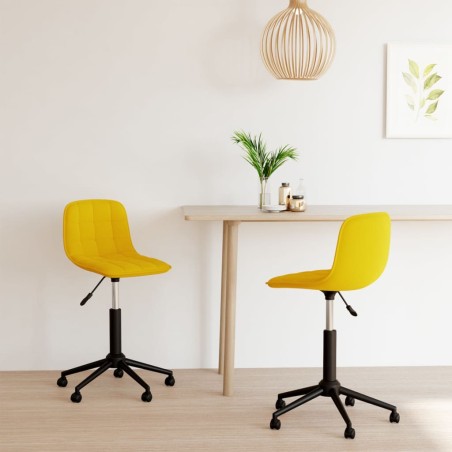 vidaXL Sillas de comedor giratorias 2 uds terciopelo amarillo