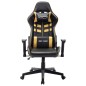 vidaXL Silla de gaming de cuero sintético negro y dorado vidaXL Silla de gaming de cuero sintético negro y dorado
