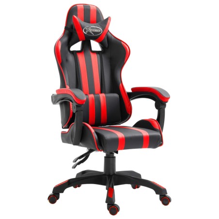 vidaXL Silla de gaming de cuero sintético rojo