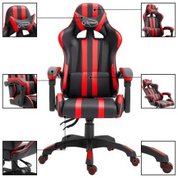 vidaXL Silla de gaming de cuero sintético rojo