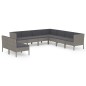 vidaXL Set de muebles de jardín 9 pzas y cojines ratán sintético gris vidaXL Set de muebles de jardín 9 pzas y cojines ratán sintético gris