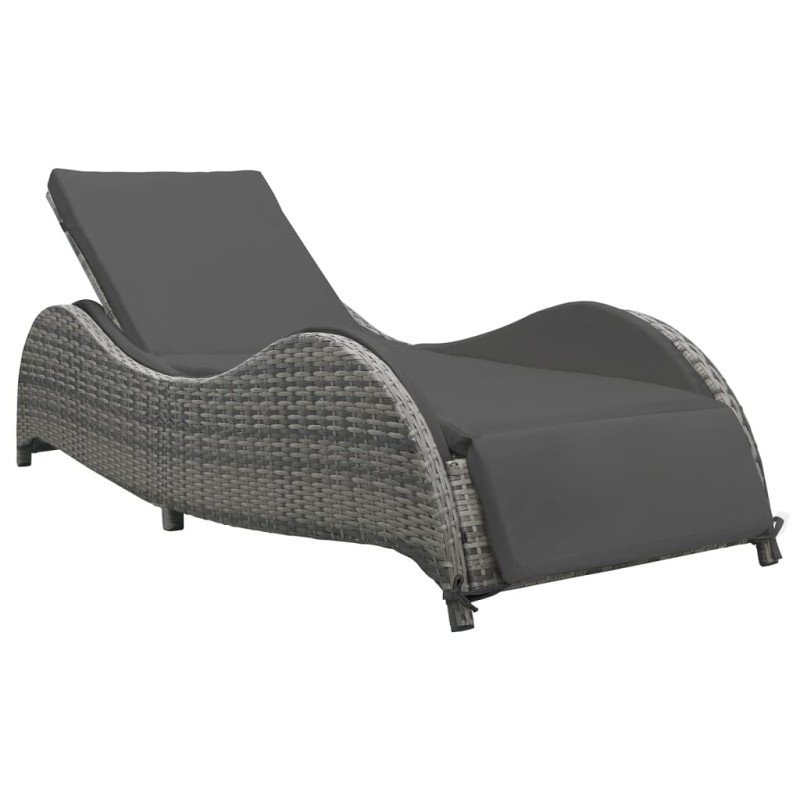 vidaXL Tumbona con cojín ratán sintético gris antracita vidaXL Tumbona con cojín ratán sintético gris antracita