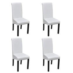 vidaXL Sillas de comedor 4 unidades cuero sintético blanco
