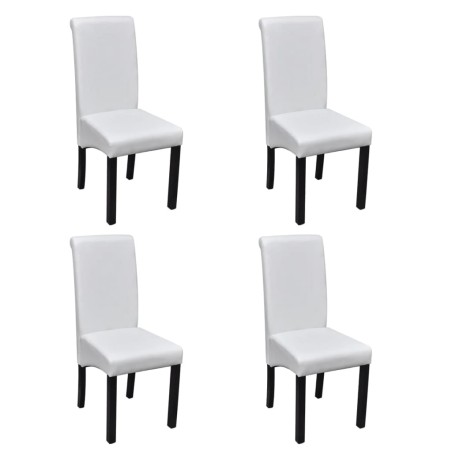 vidaXL Sillas de comedor 4 unidades cuero sintético blanco