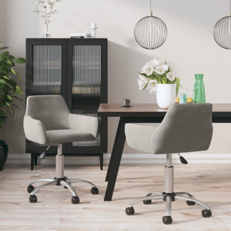 vidaXL Sillas de comedor giratorias 2 uds de terciopelo gris claro